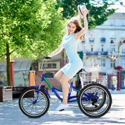 DoCred Adult Folding Tricycle 7-Speed Blue
