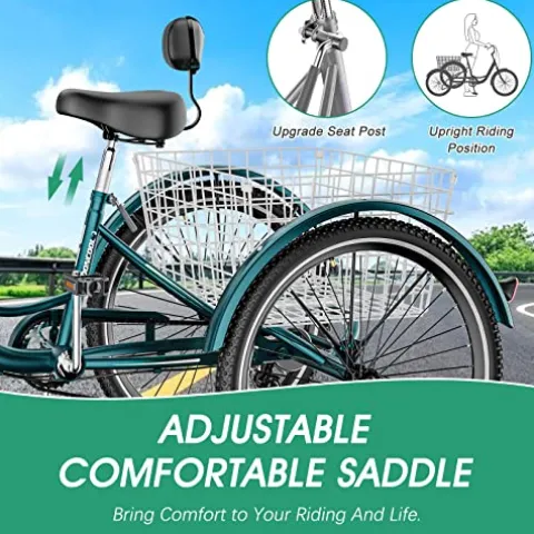 DoCred LILYPELLE Adult Tricycle 7 Speed, 3 Wheel Bike Adult Premium Blue