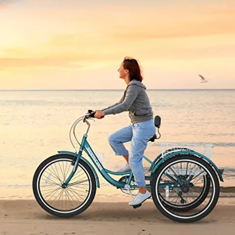 DoCred LILYPELLE Adult Tricycle 7 Speed, 3 Wheel Bike Adult Premium Blue