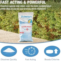 Doheny’s Super Pool Shock Pro-Grade Chlorine 68% Cal-Hypo Granular 100lb