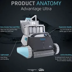 Dolphin Advantage Ultra Robotic Pool Vacuum Cleaner – Waterline Scrubber Brush