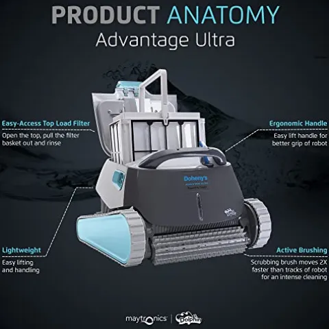 Dolphin Advantage Ultra Robotic Pool Vacuum Cleaner – Waterline Scrubber Brush
