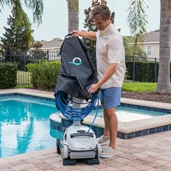 Dolphin Explorer E50 Wi-Fi Robotic Pool Vacuum Cleaner with Caddy & Cover White