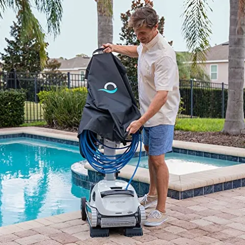 Dolphin Explorer E50 Wi-Fi Robotic Pool Vacuum Cleaner with Caddy & Cover White