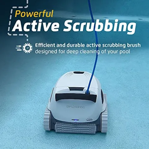 Dolphin Explorer E50 Wi-Fi Robotic Pool Vacuum Cleaner with Caddy & Cover White