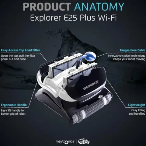 Dolphin Explorer E25 Wi-Fi Robotic Pool Vacuum Cleaner Black