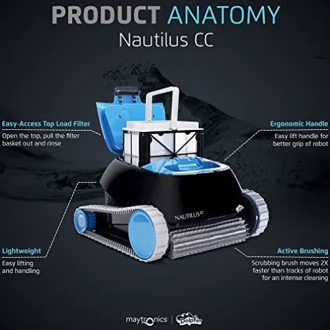 Dolphin Nautilus CC Robotic Pool Vacuum Cleaner – Blue/Black