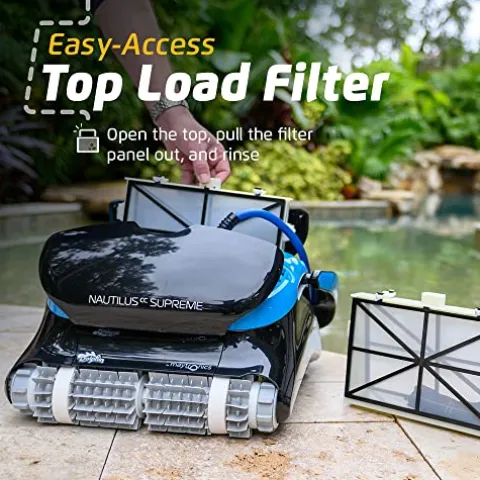 Dolphin Nautilus CC Supreme Automatic Robotic Pool Vacuum Cleaner with Caddy Black