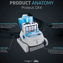 Dolphin Proteus DX4 Automatic Robotic Pool Vacuum Cleaner White