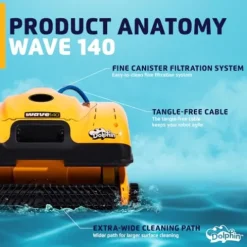Dolphin Wave 140 Commercial Robotic Pool Vacuum Cleaner Yellow