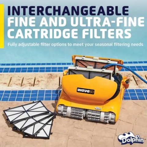 Dolphin Wave 60 Robotic Pool Vacuum Cleaner with Caddy Yellow