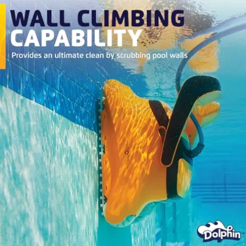 Dolphin Wave 60 Robotic Pool Vacuum Cleaner with Caddy Yellow