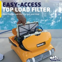 Dolphin Wave 60 Robotic Pool Vacuum Cleaner with Caddy Yellow