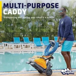 Dolphin Wave 60 Robotic Pool Vacuum Cleaner with Caddy Yellow