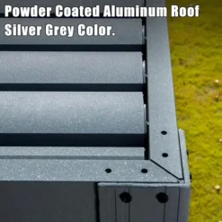 Domi Outdoor Living Louvered Pergola 10x13FT Aluminum Rainproof Backyard with Curtains and Netting Gray