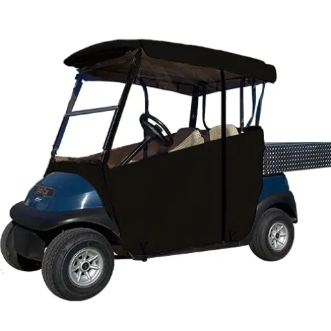 DOORWORKS GOLF CART ENCLOSURES 3-Sided Over-The-Top Cover for Club Car Onward/Precedent/Tempo Jet Black