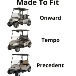 DOORWORKS GOLF CART ENCLOSURES 3-Sided Over-The-Top Cover for Club Car Onward/Precedent/Tempo Jet Black