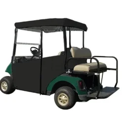 DOORWORKS GOLF CART ENCLOSURES 3-Sided Golf Cart Cover Black – Utility Box / Rear Seat