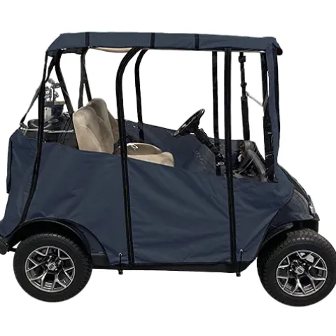 DOORWORKS GOLF CART ENCLOSURES Blue Universal Golf Cart Cover with Travel Bag – Portable & Drivable 4-Sided – Fits EZGO TXT RXV & Club Car DS Precedent Onward (Blue, 60” L X 44” W)