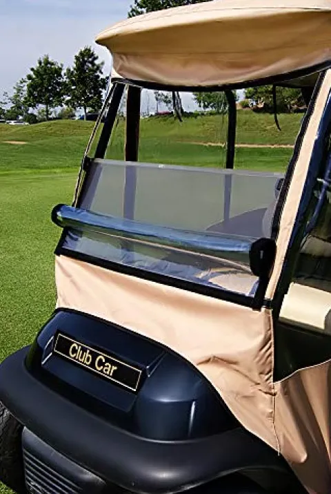 DOORWORKS GOLF CART ENCLOSURES Blue Universal Golf Cart Cover with Travel Bag – Portable & Drivable 4-Sided – Fits EZGO TXT RXV & Club Car DS Precedent Onward (Blue, 60” L X 44” W)