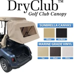 DOORWORKS GOLF CART ENCLOSURES Golf Cart Club Cover – DryClub Canopy in Sunbrella Black