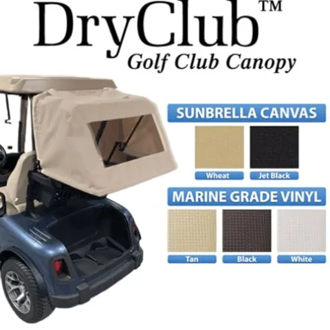 DOORWORKS GOLF CART ENCLOSURES Golf Cart Club Cover – DryClub Canopy in Sunbrella Black