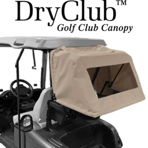 DOORWORKS GOLF CART ENCLOSURES Golf Cart Club Cover – DryClub Canopy in Sunbrella Black