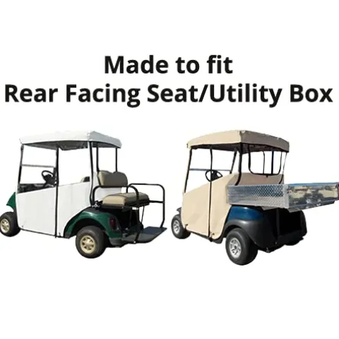 DOORWORKS GOLF CART ENCLOSURES Golf Cart Cover – 3-Sided “Over-The-Top” Enclosure for Yamaha Drive/Drive 2 – Marine Grade Vinyl – Tan