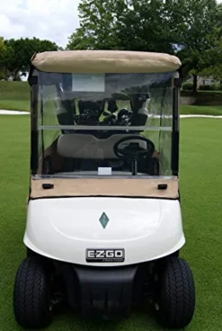 DOORWORKS GOLF CART ENCLOSURES Golf Cart Cover – 3-Sided “Over-The-Top” Enclosure for Yamaha Drive/Drive 2 – Marine Grade Vinyl – Tan