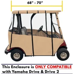DOORWORKS GOLF CART ENCLOSURES Premium Yamaha Drive & Drive 2 Golf Cart Cover – Tan Marine Grade Vinyl