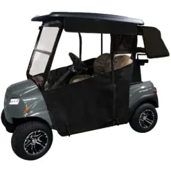DOORWORKS GOLF CART ENCLOSURES Black Vinyl Golf Cart Cover for EZGO TXT 14+ – Track-Style Marine Grade – Fits Golf Bags, Utility Box or Rear Facing Seat