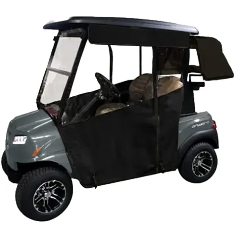 DOORWORKS GOLF CART ENCLOSURES Black Vinyl Golf Cart Cover for EZGO TXT 14+ – Track-Style Marine Grade – Fits Golf Bags, Utility Box or Rear Facing Seat