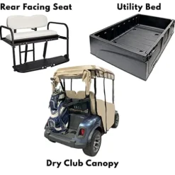 DOORWORKS GOLF CART ENCLOSURES Black Vinyl Golf Cart Cover for EZGO TXT 14+ – Track-Style Marine Grade – Fits Golf Bags, Utility Box or Rear Facing Seat