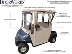 DOORWORKS GOLF CART ENCLOSURES EZGO RXV Sunbrella Canvas Cart Cover – Wheat