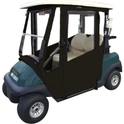 DOORWORKS GOLF CART ENCLOSURES Jet Black Sunbrella Golf Cart Cover – Hinged Door Enclosure EZGO TXT 94-13
