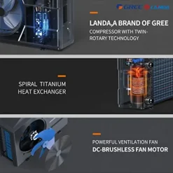 DR. INFRARED HEATER DR-650HP Full DC Inverter Heat Pump for Ground Swimming Pools, Black