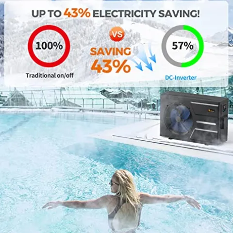 DR. INFRARED HEATER DR-650HP Full DC Inverter Heat Pump for Ground Swimming Pools, Black