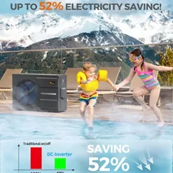 DR. INFRARED HEATER DR-900HP Full DC Inverter 90,000 BTU Heat Pump Ground Swimming Pools Black