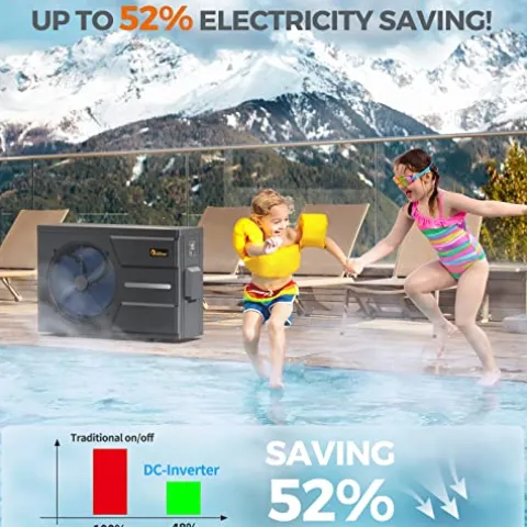 DR. INFRARED HEATER DR-900HP Full DC Inverter 90,000 BTU Heat Pump Ground Swimming Pools Black