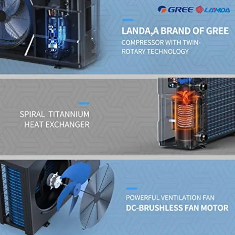 DR. INFRARED HEATER DR-900HP Full DC Inverter 90,000 BTU Heat Pump Ground Swimming Pools Black