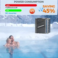 DR. INFRARED HEATER Full DC Inverter 110,000 BTU Heat Pump Ground Swimming Pools Black