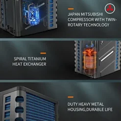 DR. INFRARED HEATER Full DC Inverter 110,000 BTU Heat Pump Ground Swimming Pools Black