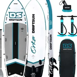 Driftsun Inflatable Paddle Board Teal 12ft x 45in Extra Wide Stand Up SUP Package
