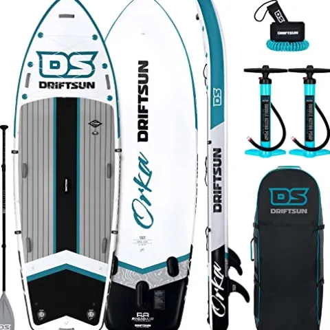 Driftsun Inflatable Paddle Board Teal 12ft x 45in Extra Wide Stand Up SUP Package