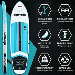 Driftsun Inflatable Stand Up Paddle Board – Extra Wide ISUP Package