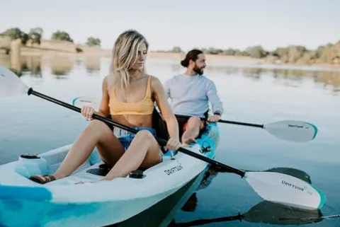 Driftsun Teton 120 Hard Shell Kayak for 2-3 People with Paddles Gray & White