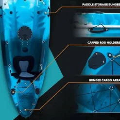 Driftsun Teton 120 Hard Shell Kayak for 2-3 People with Paddles Gray & White