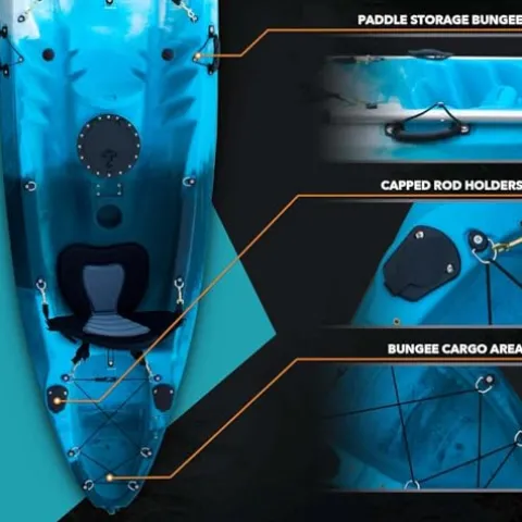 Driftsun Teton 120 Hard Shell Kayak for 2-3 People with Paddles Gray & White