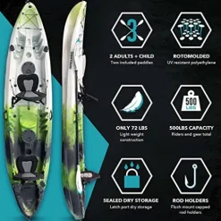 Driftsun Teton 120 Sit-On-Top Fishing Kayak 2-3 Person Green/Black