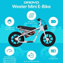 Droyd Electric Mini Balance Bike Kids 6+ 200W 14in Tire White